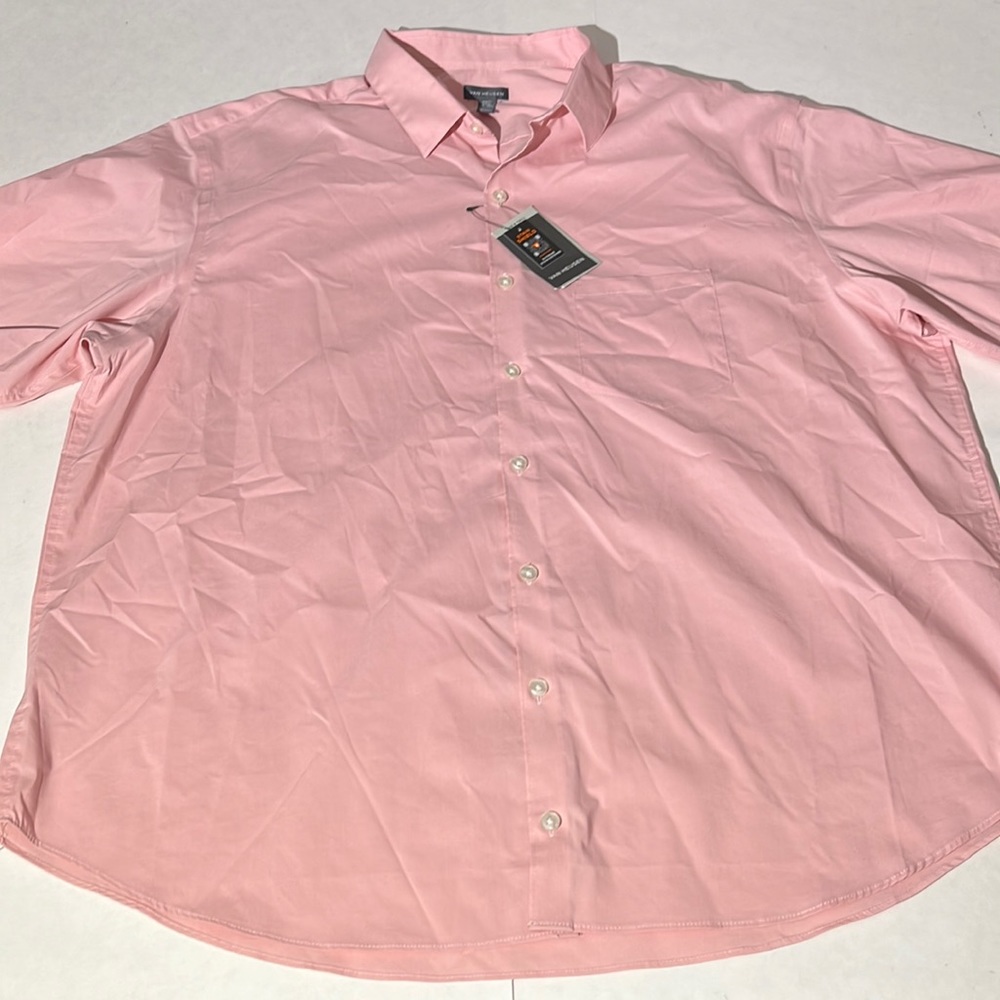Van Heusen mens pink short sleeved button down casual shirt sz 2XLT NEW!